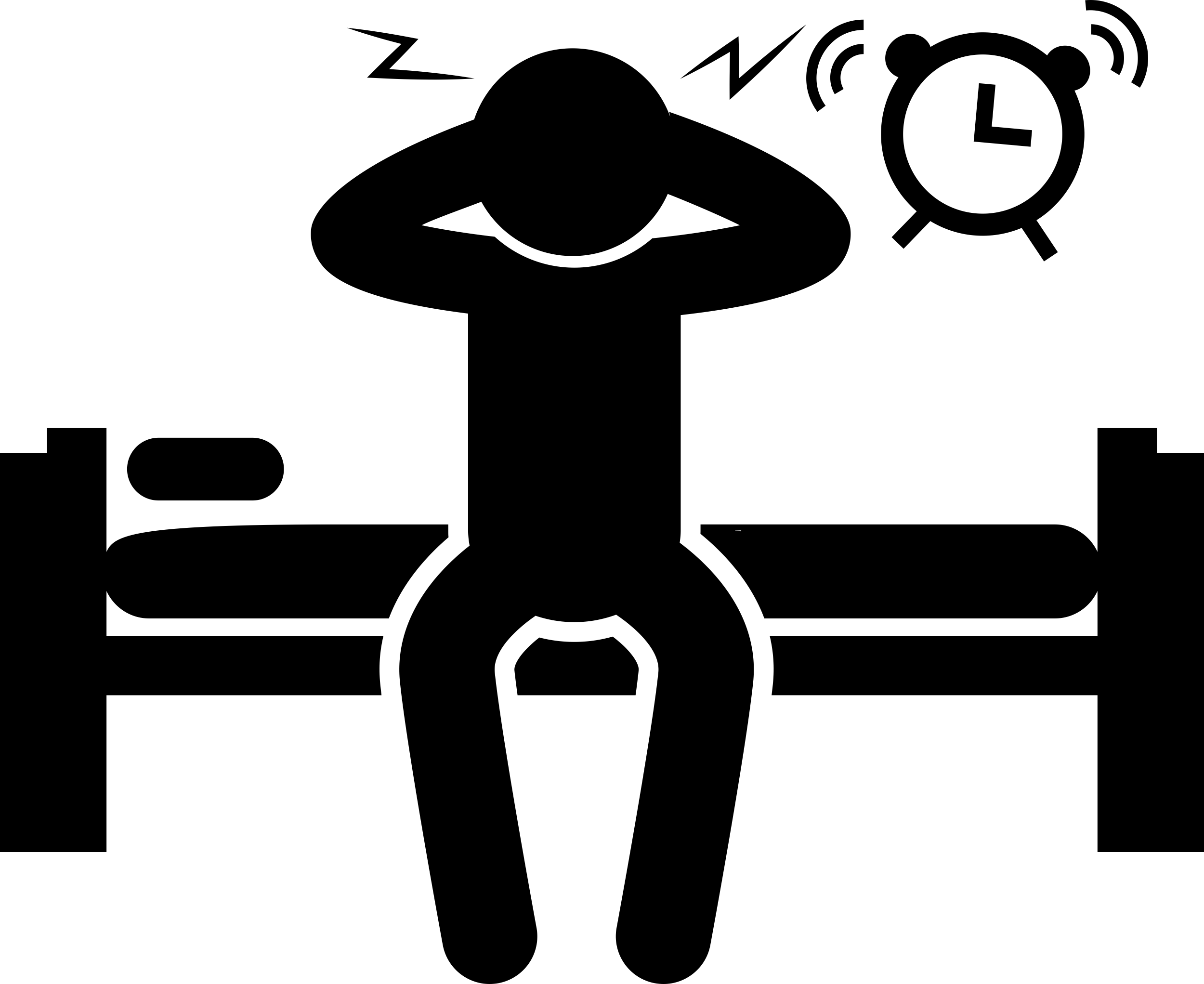 Man Sitting On Bed Waking Up With Clock Alarm Sound Outline Svg File Free Vectors